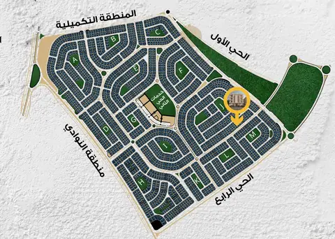 المخطط العام لبيت الوطن وعليه موقع قطعة J206